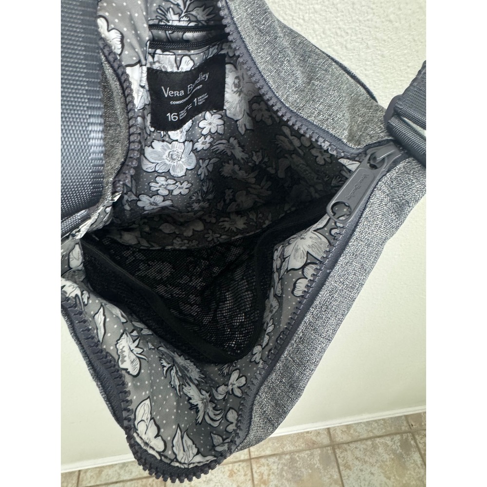 Vera Bradley ReActive Hipster Crossbody Bag Gray Heathered Recycled Polyester - Picture 8 of 9